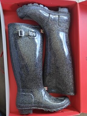 Hunter Dark Slate Gloss Tall Rain Boots